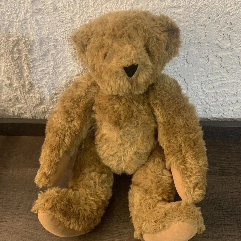 Vermont Teddy‎ Bear 16” Long Fur Jointed Birthday Girl Plush Satin Dress